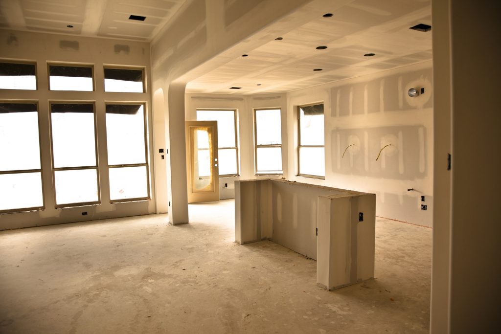 Home under construction Sheetrock in kitchen